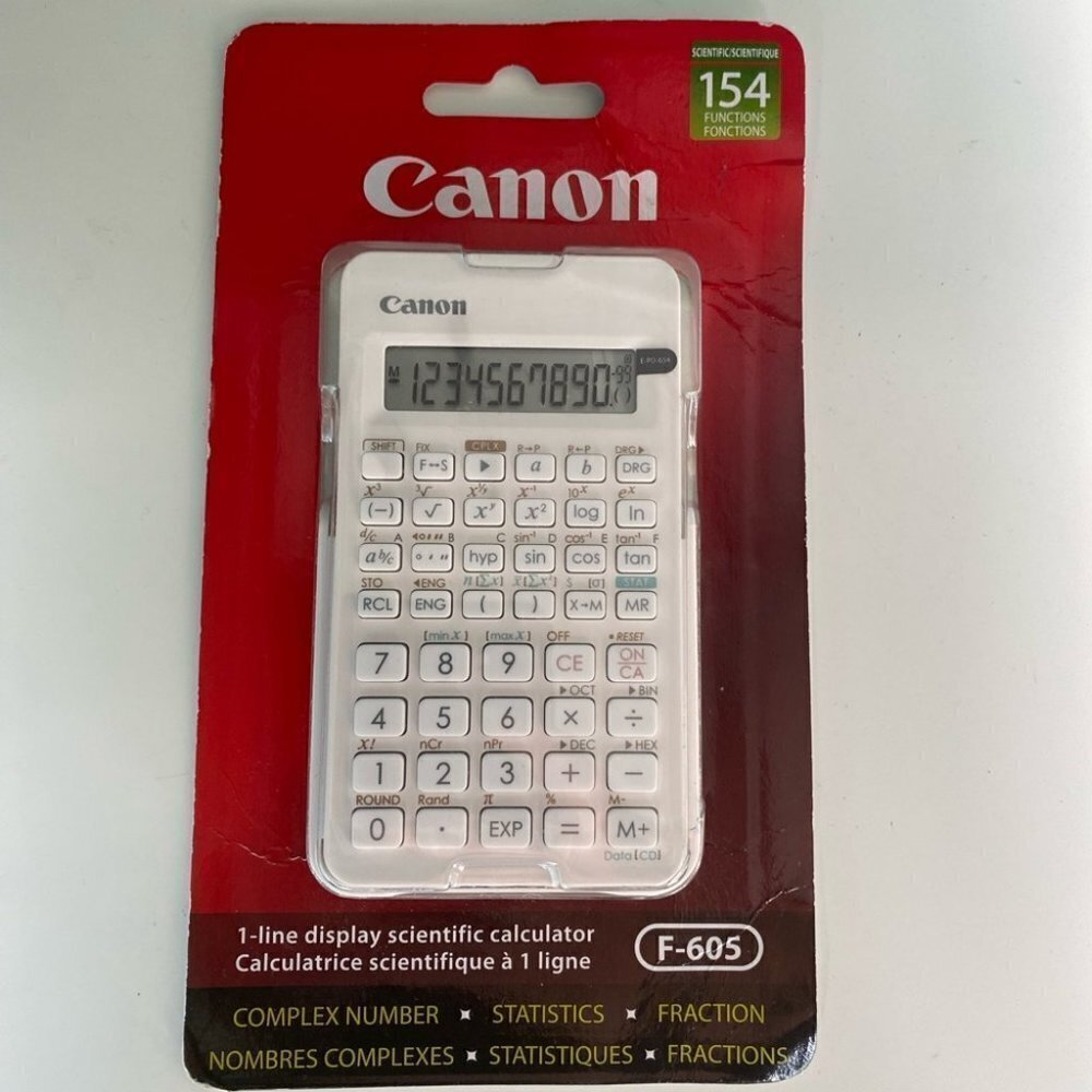 NEW Canon 1 Line Display Scientific Calculator F-605 White
